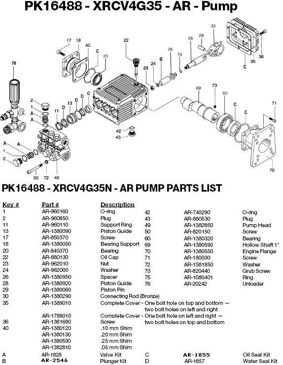 Excell 3540CWHP pump parts